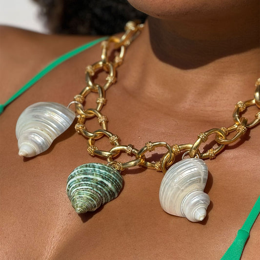 Desirita Necklace | Sound of Salt, Brass & Trumpet Shell