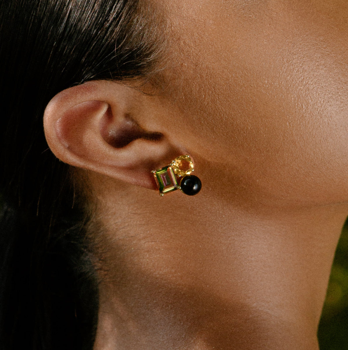Haevan Studded Earrings | Mystic Topaz, 14K Gold Plated