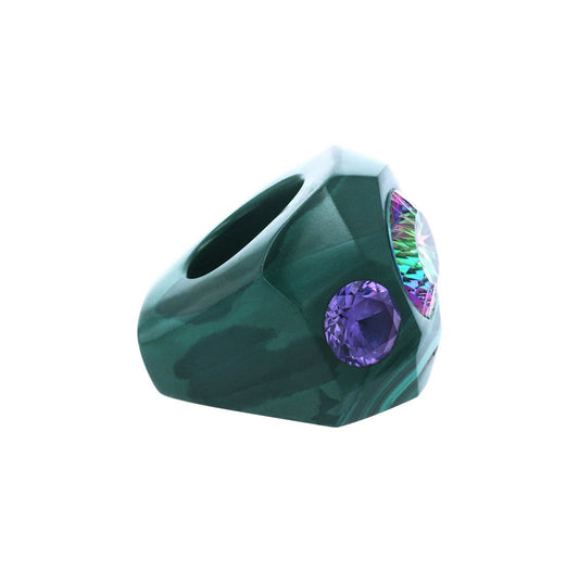 Adore Adorn Ring Crystal Cut Ring Blue with Mystic Topaz
