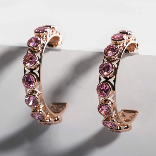 Adore Adorn Earrings Shari 3/4 Hoop Earrings - Rose Gold / Pink Sapphire