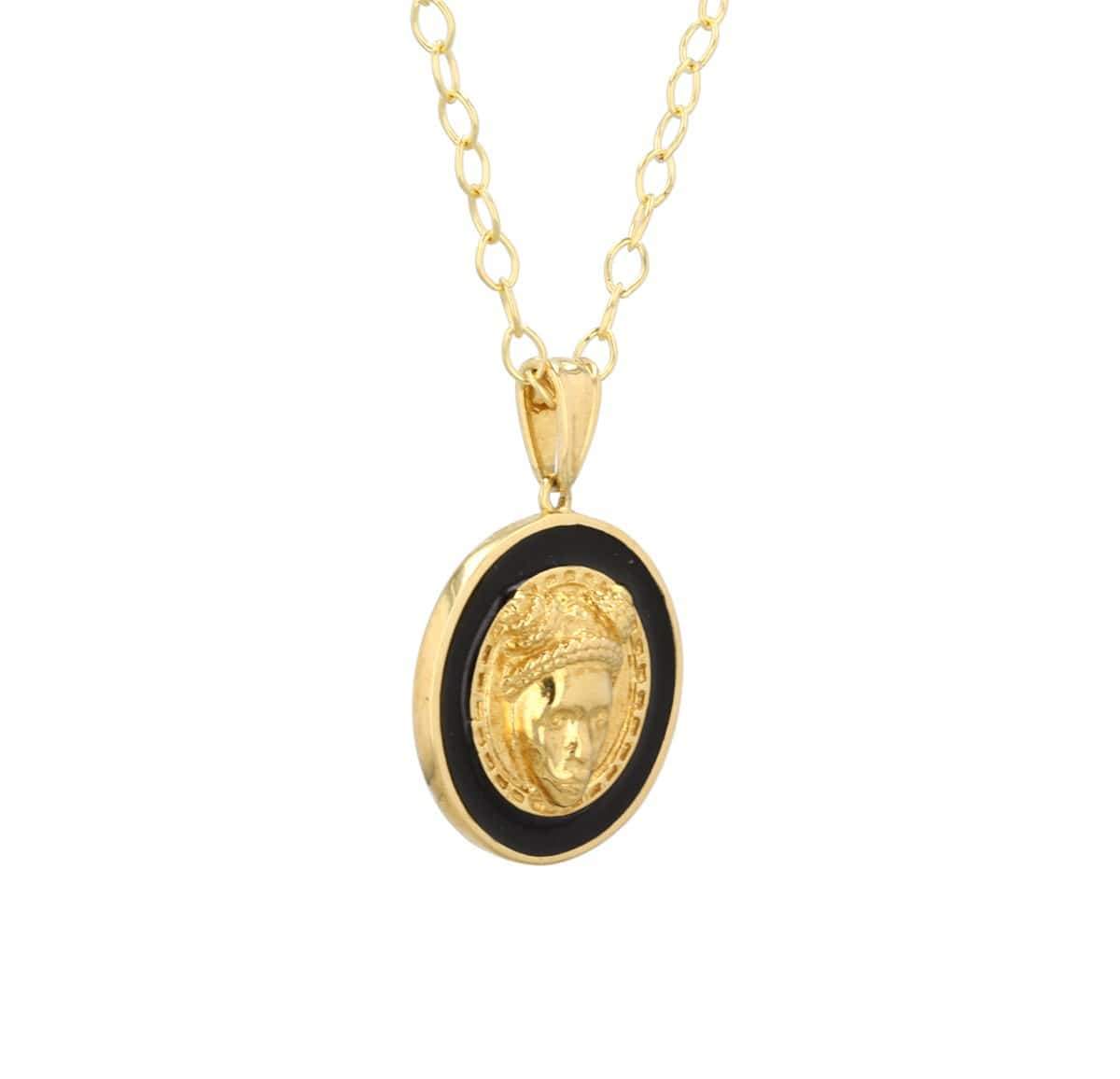 Reava Coin Necklace | Black Enamel