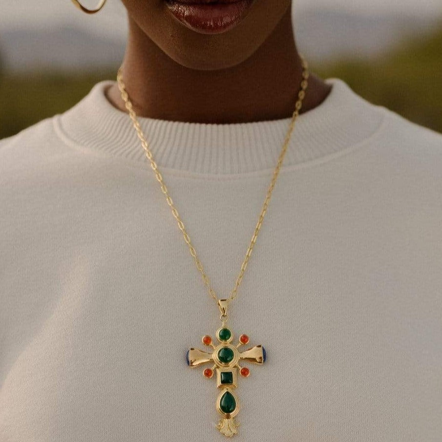 Adore Adorn Pendant Dynasty Cross Pendant in Gold