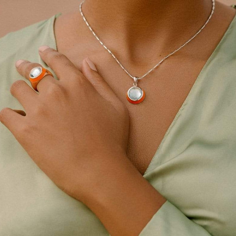 Adore Adorn Ring Fathom Enamel Ring with Sky Blue Topaz in Rose Gold